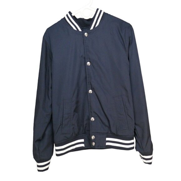 Abercrombie & Fitch Varsity Bomber Stadium jacket Men size M navy‎ blue preppy - Picture 1 of 8